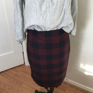 Ann Taylor Plaid Wool Penci Skirt